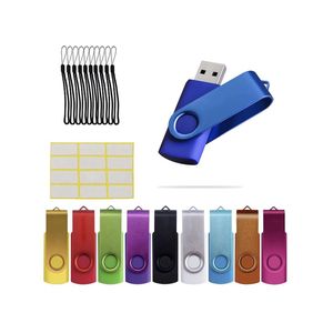 Memory Stick 32GB 10 Stuks USB 2.0 Flash Drive Uflatek Swivel Memory Stick Storage Thumb Drive Meerkleurig 32 GB