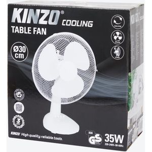 Ventilator - Tafelventilator - 30cm - 76° Horizontale Hoek - 26° Verticale Hoek - 3 Snelheidsinstellingen - 36m3/min Luchtstroom - 70W Max. Vermogen - 52dB Geluidsniveau - Zwart