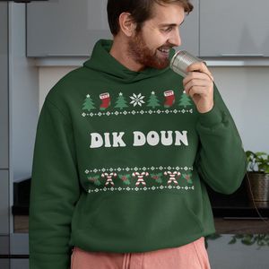 Groningen Kerst Hoodie Groen Dik Doun Candy Cane - Maat S - Uniseks Fit - Kerstkleding Voor Dames & Heren