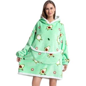 Nivard Hoodie Deken Met Mouwen - Plaid - Knuffeldeken - Onesie - Fleece Blanket - Dames - Heren - Kinderen - Extra Zacht & Warm - Avocado
