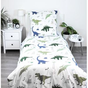 Ibenzoa® Betoverend Kinderbeddengoed Set Dinosaurus Design voor Jongens en Meisjes - Omkeerbaar en Ademend Katoen