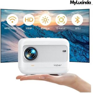 Mylucinda® Mini Beamer Projector - 16x13x12cm Draagbare Videoprojector met 5G WiFi & Bluetooth - Thuisbioscoop - Wit