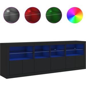 vidaXL - Dressoir - met - LED-verlichting - 202x37x67 - cm - zwart