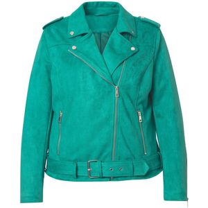 MIAMODA - Dames - Bikerjasje suède-look reverskraag - Varen - Maat 56