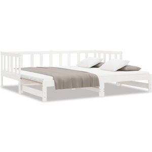 vidaXL - Slaapbank - uitschuifbaar - massief - grenenhout - wit - 2x(90x200) - cm