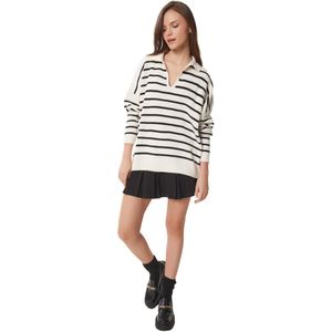 Happinessistanbul Cropped Gebreide Damessweater Met Polokraag Us00293