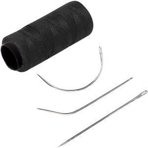 Guardian Beauty Naald- en Draadset - 1 Zwarte Draad + 3 Naalden - Haarweven - Pruikenmaken en Haarverlengingen