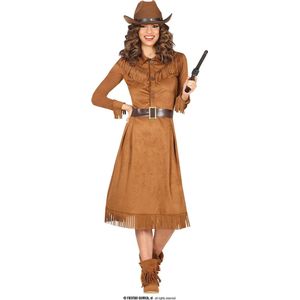 Guirca - Cowboy & Cowgirl Kostuum - Classy Western Country Lady - Vrouw - Bruin - Maat 42-44 - Carnavalskleding - Verkleedkleding