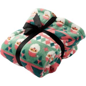 JOLLY SANTA - hoodie 50x70 cm - kinderen - hoodie deken kerst - Geranium Pink - roze