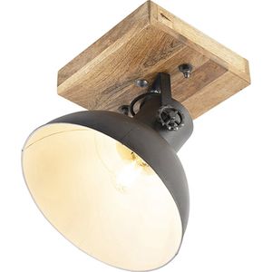 QAZQA mangoes - Industriele Plafondlamp - 1 lichts - Ø 300 mm - Donkergrijs - Industrieel - Woonkamer | Slaapkamer | Keuken