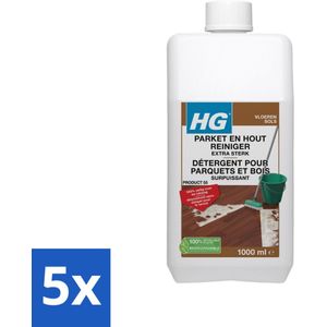 5 x HG Parketreiniger Extra Sterk 1 liter - Parket Reinigen - Parket Reiniger - Laklaag Reinigen - Hardnekkig Vuil Verwijderen - Vet Verwijderen