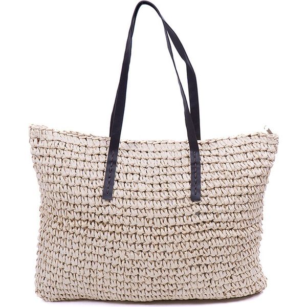 Strandtas riet met rits sale