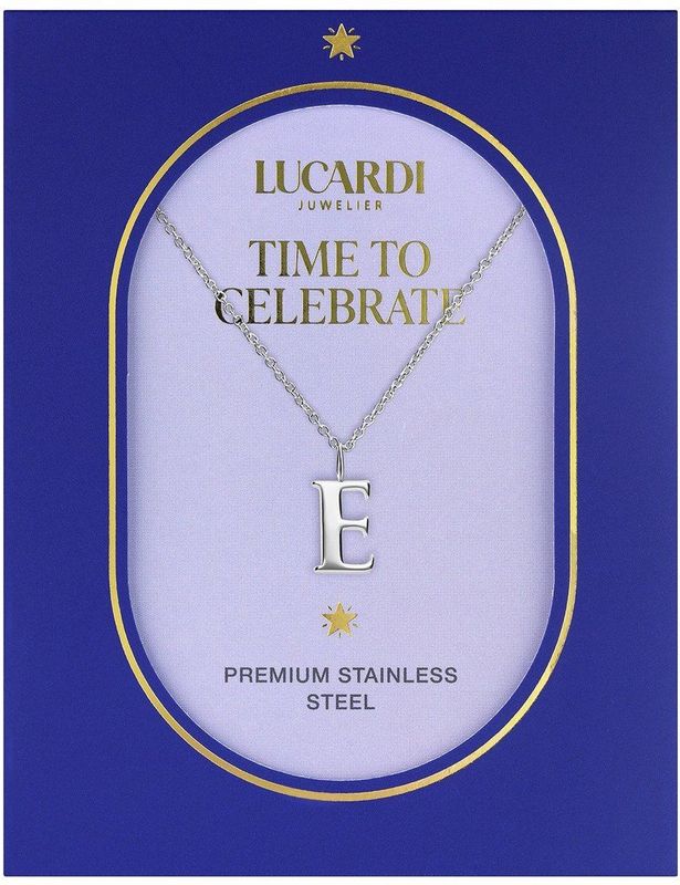 Lucardi - Dames Stalen Ketting - Zilverkleurig - 47 cm