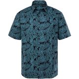 Boston Park - Heren - Boston Park Linnenmix-overhemd korte mouw bloemenprint - Navy blauw - Maat L