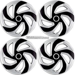 Wieldoppen set REXY-SB 15 inch in zilver/zwart + chroom ring. Set a 4 stuks (CONTROLEER UW BANDENMAAT en lees a.u.b. de onderstaande, uitgebreide tekst!)
