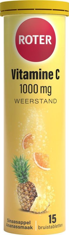 Roter Vitamine C 1000 mg bruis - Ondersteunt je natuurlijke weerstand - Suikervrij - Vegan - Met lekkere sinaasappel-ananassmaak - 15 bruistabletten