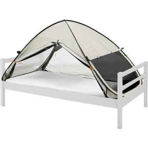 Deryan Luxe Bedtent Pop Up klamboe - 200x90cm - Hoogste kwaliteit Muggennet Muskietennet 1mm gaas - verduisterend - Ivory