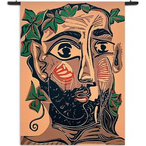 Mezo Wandkleed Picasso bebaarde man 1962 Rechthoek Verticaal XXXL (260 X 210 CM) - Wandkleden - Met roedes