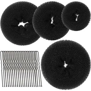 Allecto plus - Donut broodje shaper set met haarspelden - Voor meisjes, kinderen en vrouwen - Chignon haarstijlen - 4 stuks