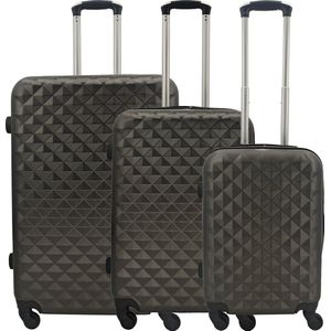 SB Travelbags kofferset - 3 delige 'Expandable' koffer - Donker Grijs