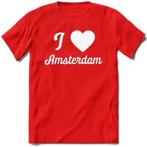 I Love Amsterdam T-Shirt | Souvenirs Holland Kleding | Dames / Heren / Unisex Koningsdag shirt | Grappig Nederland Fiets Land Cadeau | - Rood - S