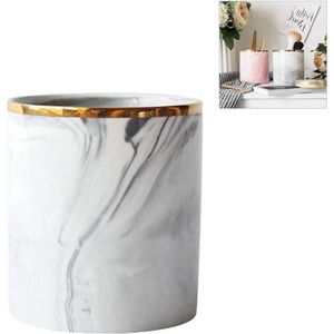 JGS Premium - Pencil Holder voor Bureau - Nordic Marble Design - Makeup Brush Houder - Tafel Prullenbakje - Organisator met Mooi Design