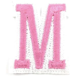 Alfabet Strijk Letter Embleem Patches Roze Wit Letter M / 3.5 cm / 4.5 cm