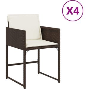vidaXL Tuinstoelen - 4 stuks - Poly Rattan - Inclusief Kussens Tuinstoel - PE Rattan - Outdoor Furniture - Lounge Chair - Garden Chairs
