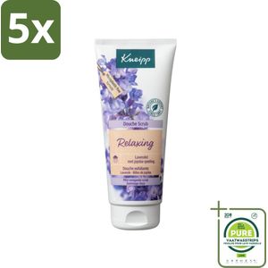5 x Kneipp - Douche scrub - Relaxing - Lavendel - Bloemige geur - 200 ml - Grootverpakking - Douche Scrub - Lavendel - Exfoliatie - Zachte Huid - Jojobapitjes