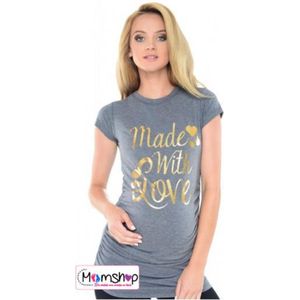 Grijs zwangerschaps shirt Made with love - M