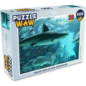Puzzel Grote haai in een aquarium - Legpuzzel - Puzzel 500 stukjes