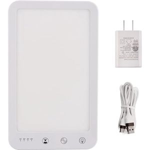 Draagbare LED-daglamp - Volledig Spectrum Zonlichtlamp - 3 Kleurtemperaturen & Traploze Helderheid - Timer en Geheugenfunctie - Voor Kantoor en Winterdepressie - Gezinsverlichting en SAD-therapielamp - Wit -240*146*17mm- 1 Stuk