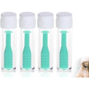 Set van 4 groene inzethulpen voor zachte contactlenzen met sleutelhanger, voor eenvoudig en hygiënisch aanbrengen van lenzen