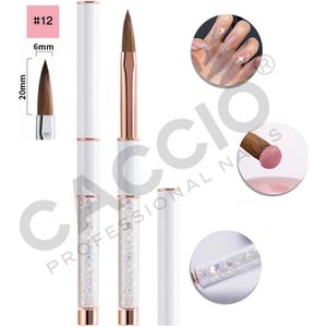 CACCIO® MASTER PRO Kolinsky Acryl penseel #12 - Wit Rose Goud - Acryl penseel - Acryl nagels - Nagel penseel -Manicurist - Premium Kwaliteit Penseel - Sculpting Brush - Nagels - Nagel kwast-Acryl poeder - Acryl vloeistof - Professioneel Gebruik