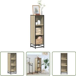The Living Store Boekenkast 33,5x33x107,5 cm bewerkt hout sonoma eikenkleurig - Boekenkast - Houten Kast - Salontafel - Tv Meubel - Opslagoplossing