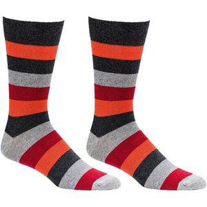 Gestreepte herensokken | Piquéband zonder elastiek | Maat: 43-46 | Kleur: Rood | 2 paar