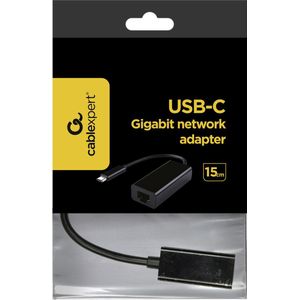 Cablexpert USB-C naar UTP Adapter - 15cm - Gigabit - Zwart