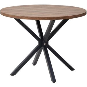 Ronde eettafel - Keukentafel - Ronde keukentafel voor 4 personen - Stalen frame - Hout tafelblad