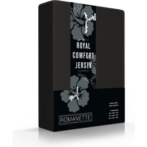 Royal Jersey Comfort Premium 95% Macokatoen / 5% Lycra Hoeslaken - Eenpersoons (80/90/100x200/210/220 cm) - Zwart