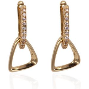 Goudkleurig Oorhangers - Oorbellen Dames goudkleurig - Verguld Oorhangers Dames - Luxe Geometrische Dangle Oorbellen Verguld - Verguld Echte Zilver 925 - Amona Jewelry