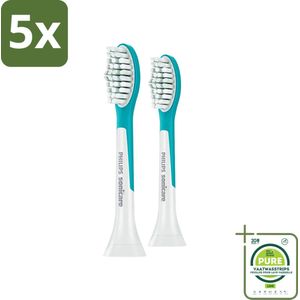 5 x Philips Sonicare - Opzetborstels - For Kids Standard - Voor Kinderen - 2 opzetborstels - HX6042/33 - Grootverpakking - Philips Sonicare - Tandenborstel Voor Kinderen - Tandenpoetsen - Kinder Tandenborstel - Elektrische Tandenborstel