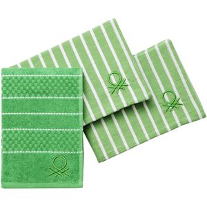 Benetton - BE245 - Keukenset - Groen - 1 Badstofdoek 50x50cm en 2 Servetten van 100% Katoen