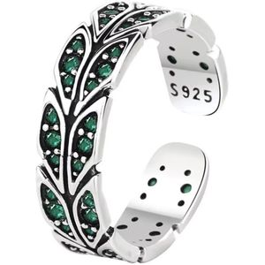 N3 Collecties Nieuwe groene kristal retro zilveren vrouwelijke ring voor vrouwen