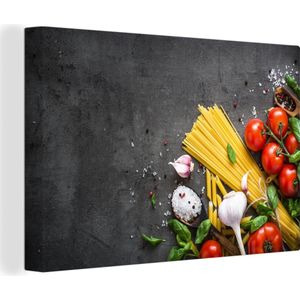 OneMillionCanvasses - Canvas - Pasta - Kruiden - Specerijen - Tomaten - Marmer print - Canvas doek - Kamer decoratie - 150x100