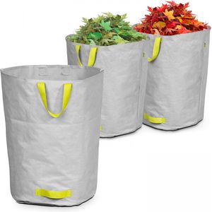 Oviala - Set van 3 tuinafvalzakken 100l polyester grijs