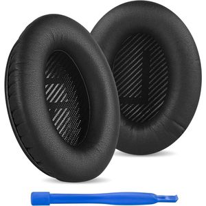 Allecto Plus - Vervangende oorkussens in Eiwit Leer/Zwart voor hoofdtelefoon - Comfortabele oorkussens - Geluidsisolerende headset accessoires