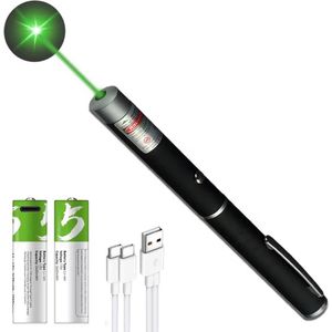 Laserpen Groen + AAA batterijen USB Oplaadbaar - Laserlampje - Laserpointer Kat - Laser - USB Oplaadbaar - CE Certificaat - Laser-pointer Lange Afstand, Laser-pointer Pen, TV Led Lcd - AA Batterijen - Batterijen inbegrepen
