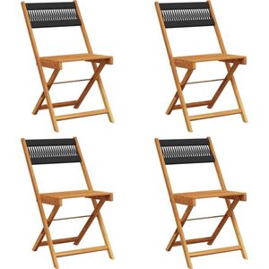 vidaXL - Tuinstoelen - 4 - st - inklapbaar - massief - acaciahout - zwart