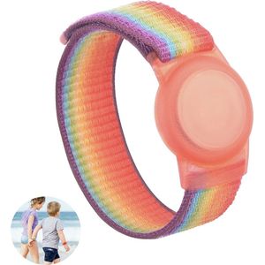 Premium Armband geschikt voor Apple AirTag voor Kinderen met Klittenband Sluiting Regenboog | AirTag-sleutelhanger Hoesje Kind | Polsband GPS Horloge Kind | Tracker Houder | Trackers Band | Kinder Horloge | Peuter | GPS Horloge Senioren