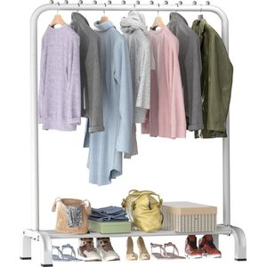 Kledingrek, 110 * 54 * 150 cm groot kledingrek, stabiel kledingrek, minimalistisch design kledingrek, vrijstaand kledingrek voor slaapkamer, wit
